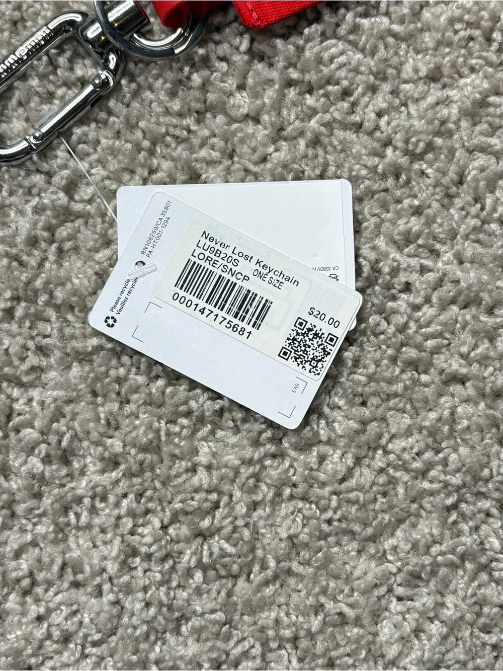 Lululemon Never Lost Keychain